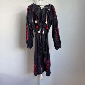 Child of the Universe Embroidered Tassel Tie Waist‎ Dress